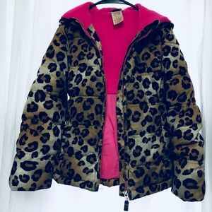 CUTE Leopard Print Puff Coat Girls XS 4-5